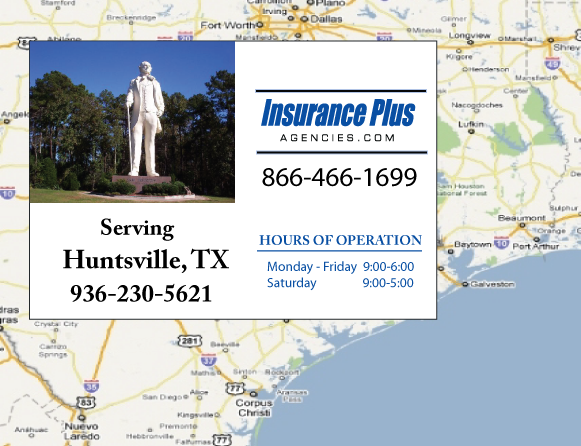 Insurance Plus Agencies of Texas (936) 230-5621 is your local Homeowner & Renter Insurance Agent in Huntsville, Texas.