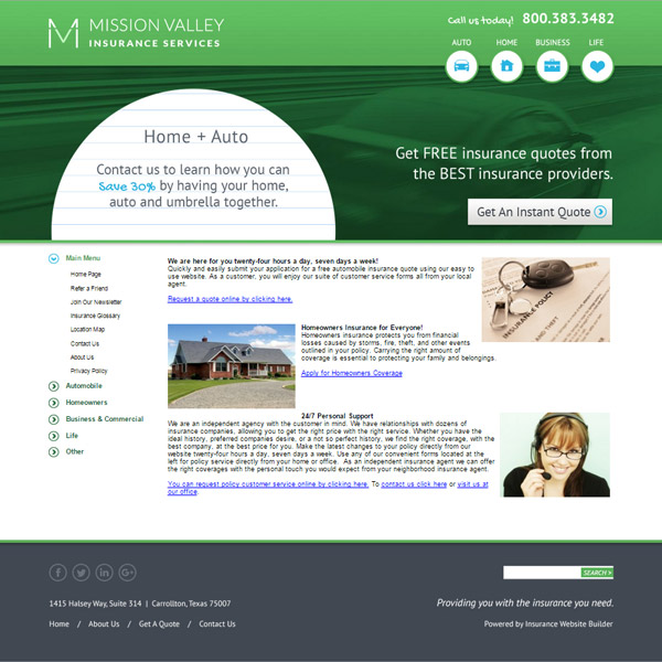 Screenshot Gallery Insurance Website Builder Order