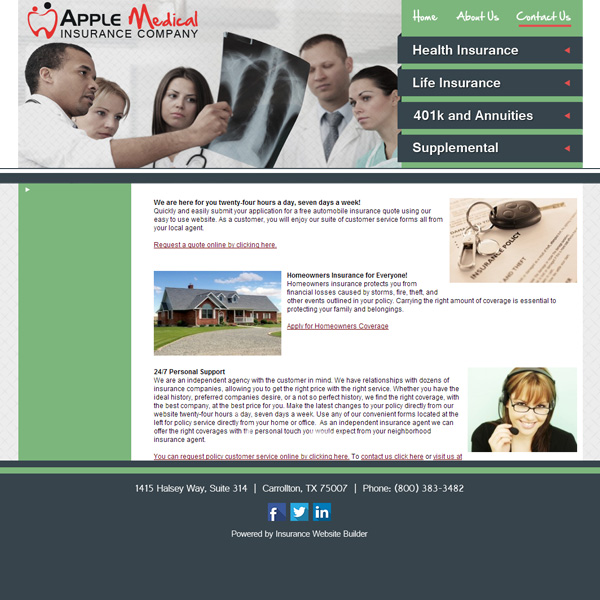 Screenshot Gallery Insurance Website Builder Order