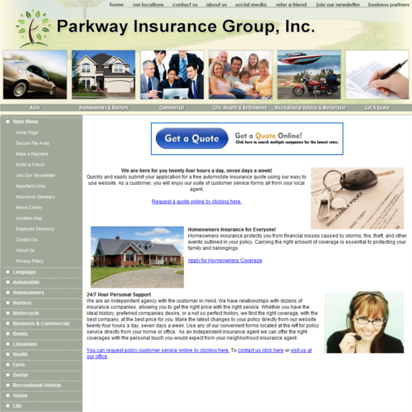 Screenshot Gallery Insurance Website Builder Order