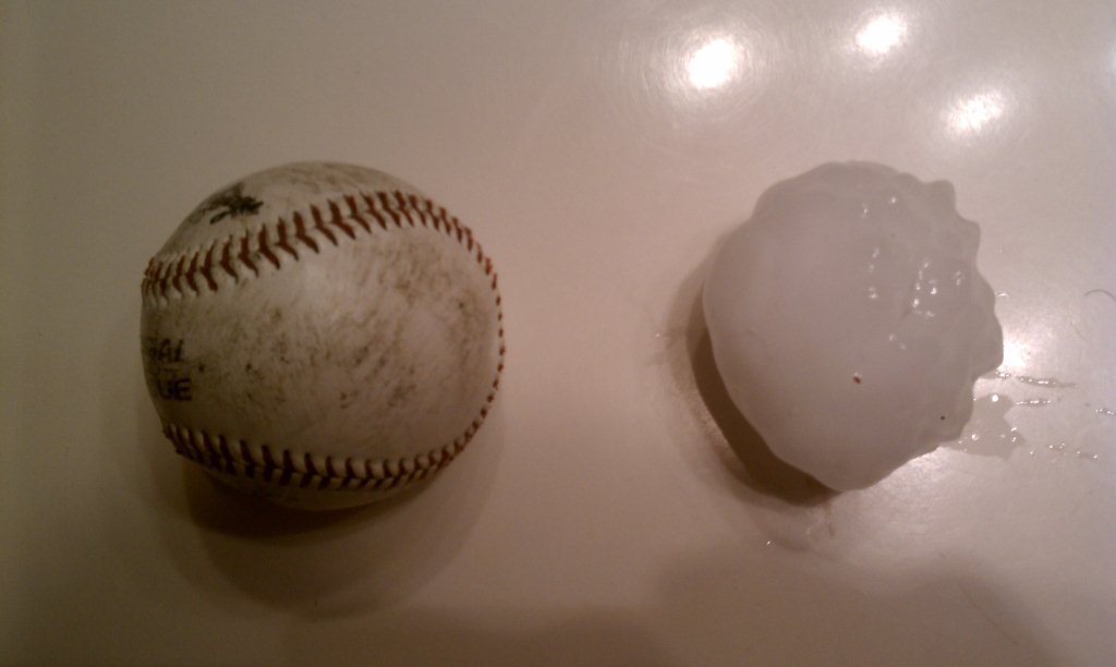 Pictured: Baseball vs. Hail ball!